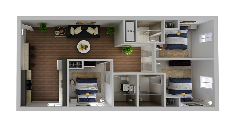 3 Bed floor plan