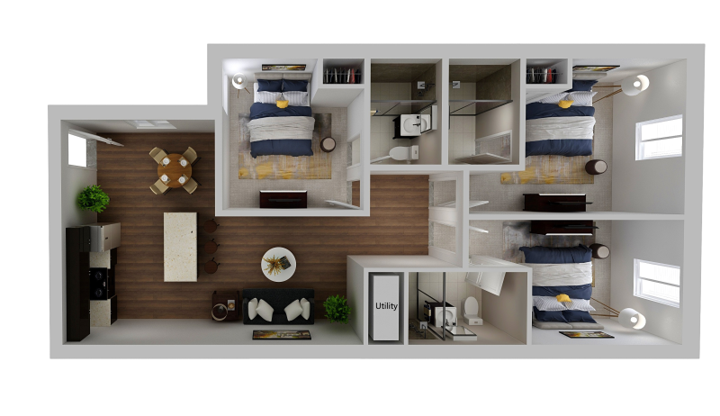 3 Bed floor plan